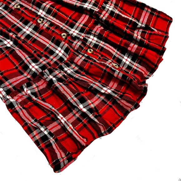 Christmas Holiday Long sleeved Dress Red Black White Gold Plaid Size XS 4-5 - Picture 5 of 9